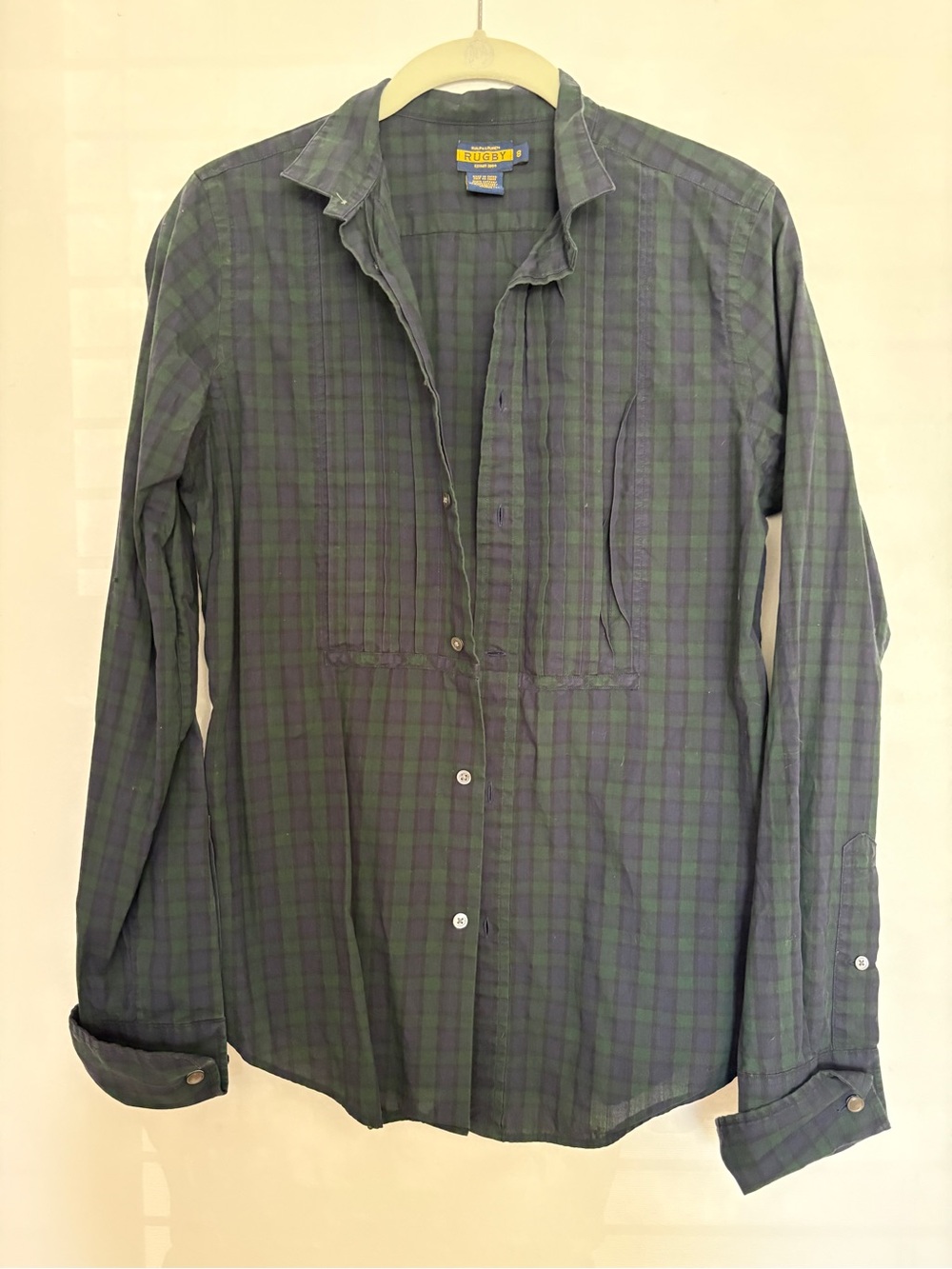 Rugby Ralph Lauren Green and Navy Plaid Button-Down Shirt